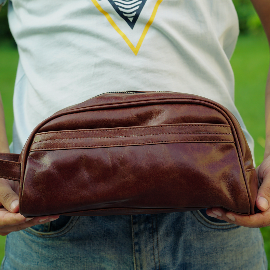 Royal Leather Toilety Bags Dark Brown