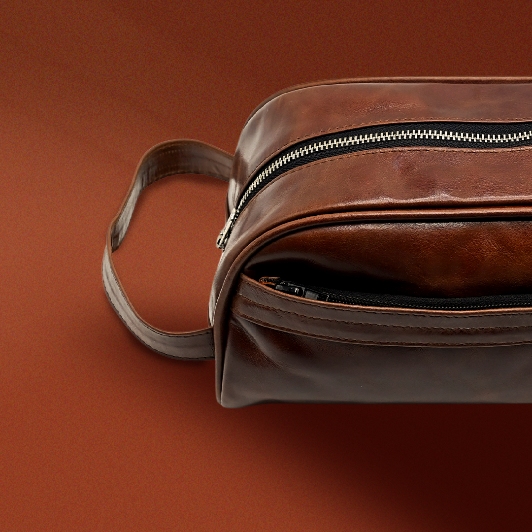 Royal Leather Toilety Bags Dark Brown