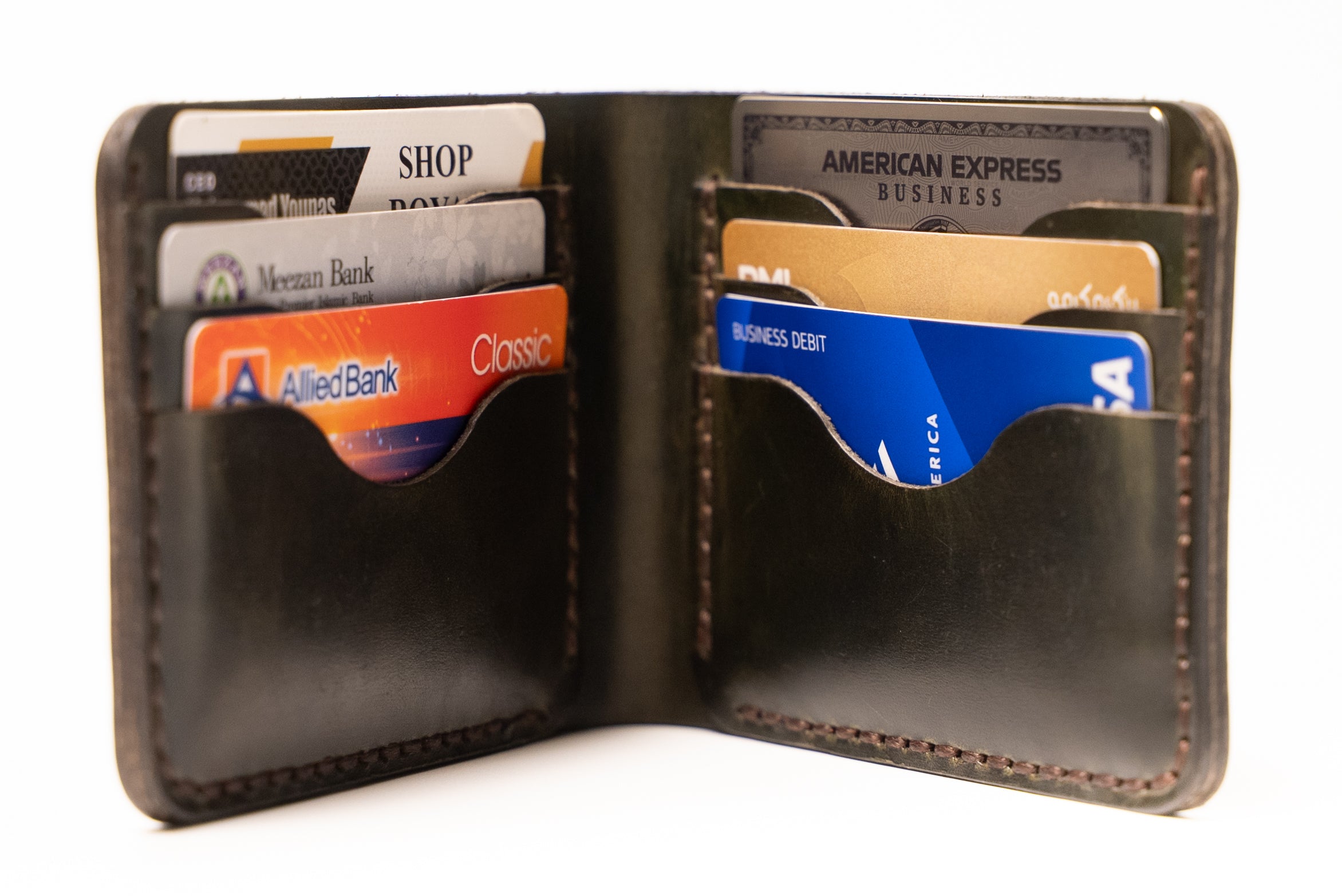 ROYAL Leather Three-Pocket Green Wallet.