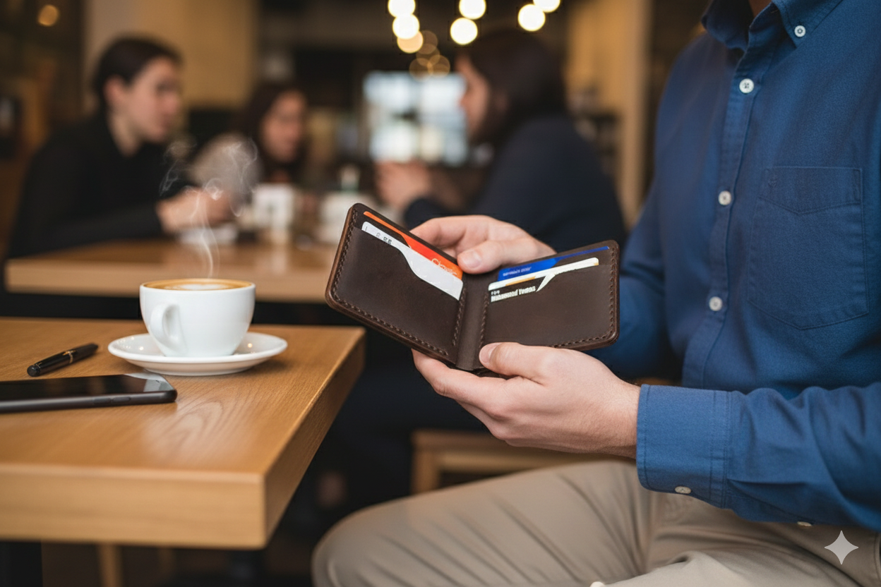 ROYAL Leather Brown Wallet – Slim Front Pocket RFID Minimalist.