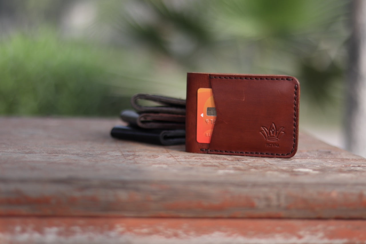 ROYAL Leather Wallet Front Pocket- Tan - ROYAL
