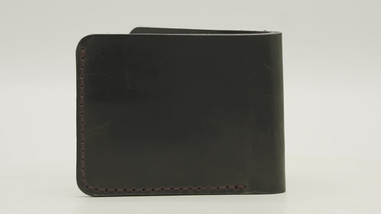 Leather green wallet three pocket