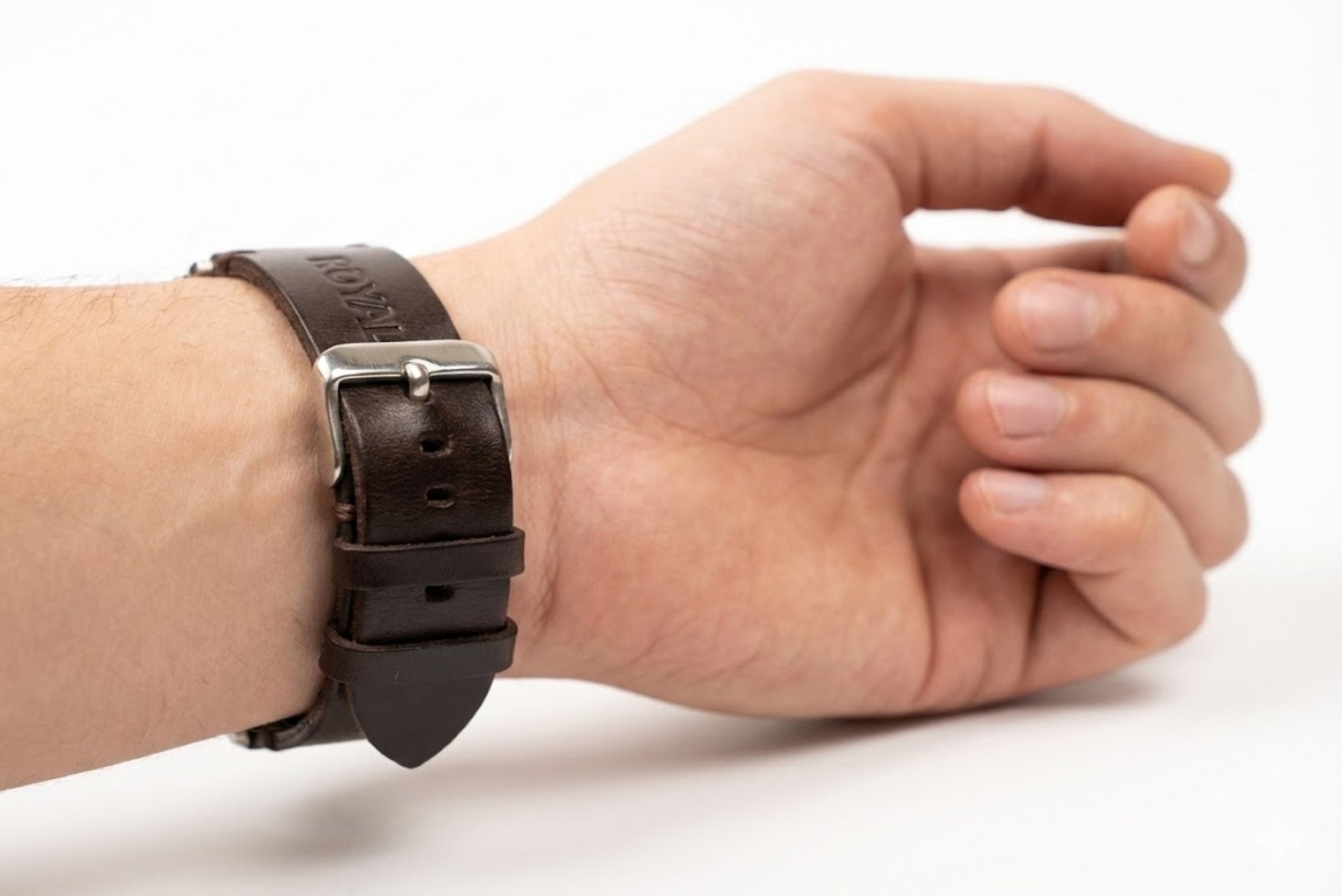 ROYAL Handmade Leather Watch Strap - Chocolate Brown.