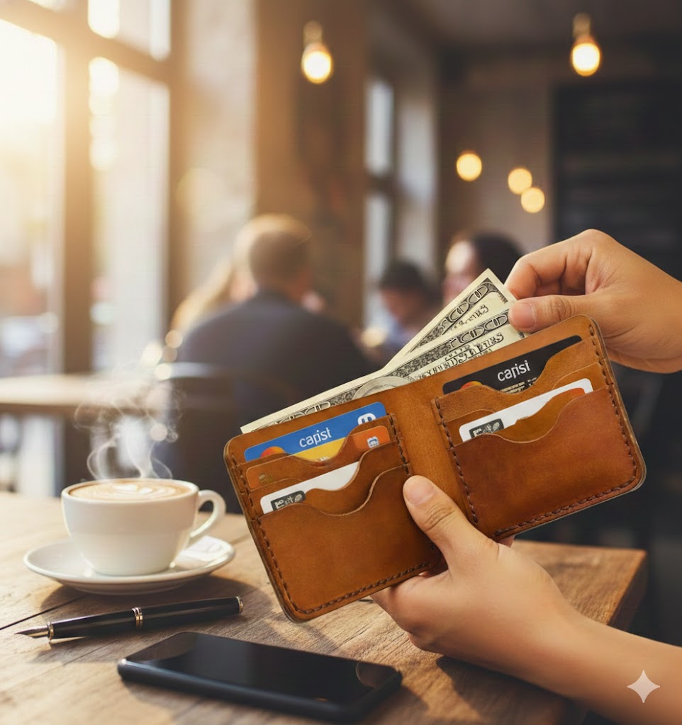 ROYAL Leather wallet three pocket- Tan.