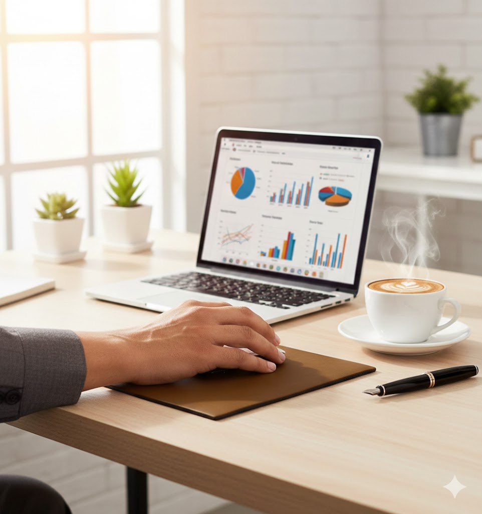 ROYAL Leather Mouse Pad - Dark Brown | Premium Desk Mat for Office & Gaming.