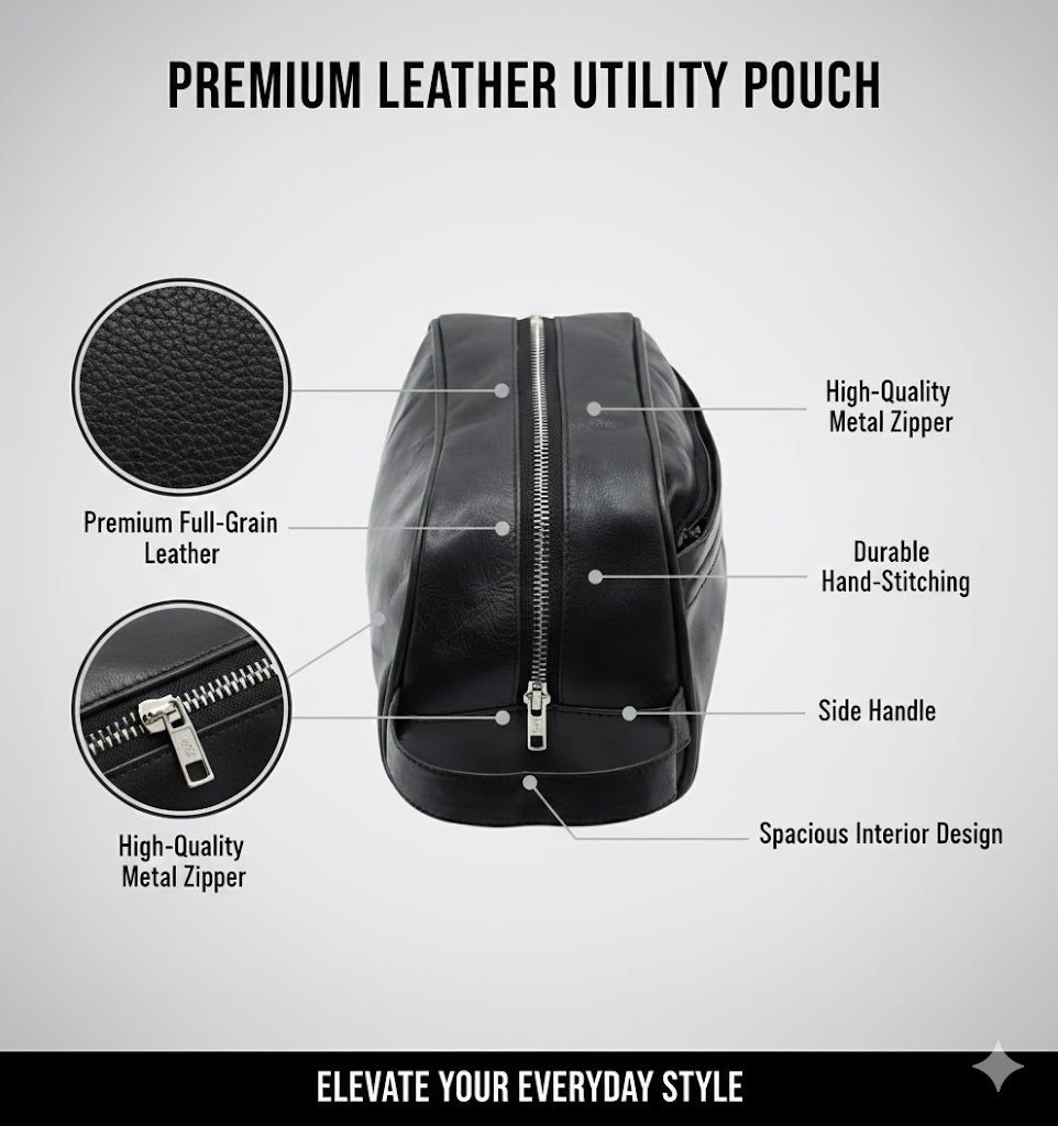 ROYAL Leather Toiletry Bags Crunch - Stylish Black Design