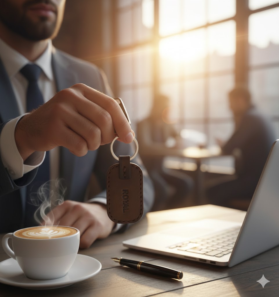 ROYAL Premium Leather Key Chain - Brown.