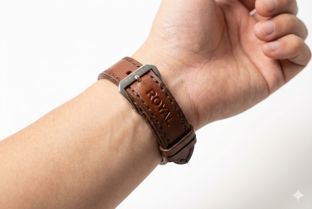 ROYAL Leather Watch Strap – Tan Double Stitch.