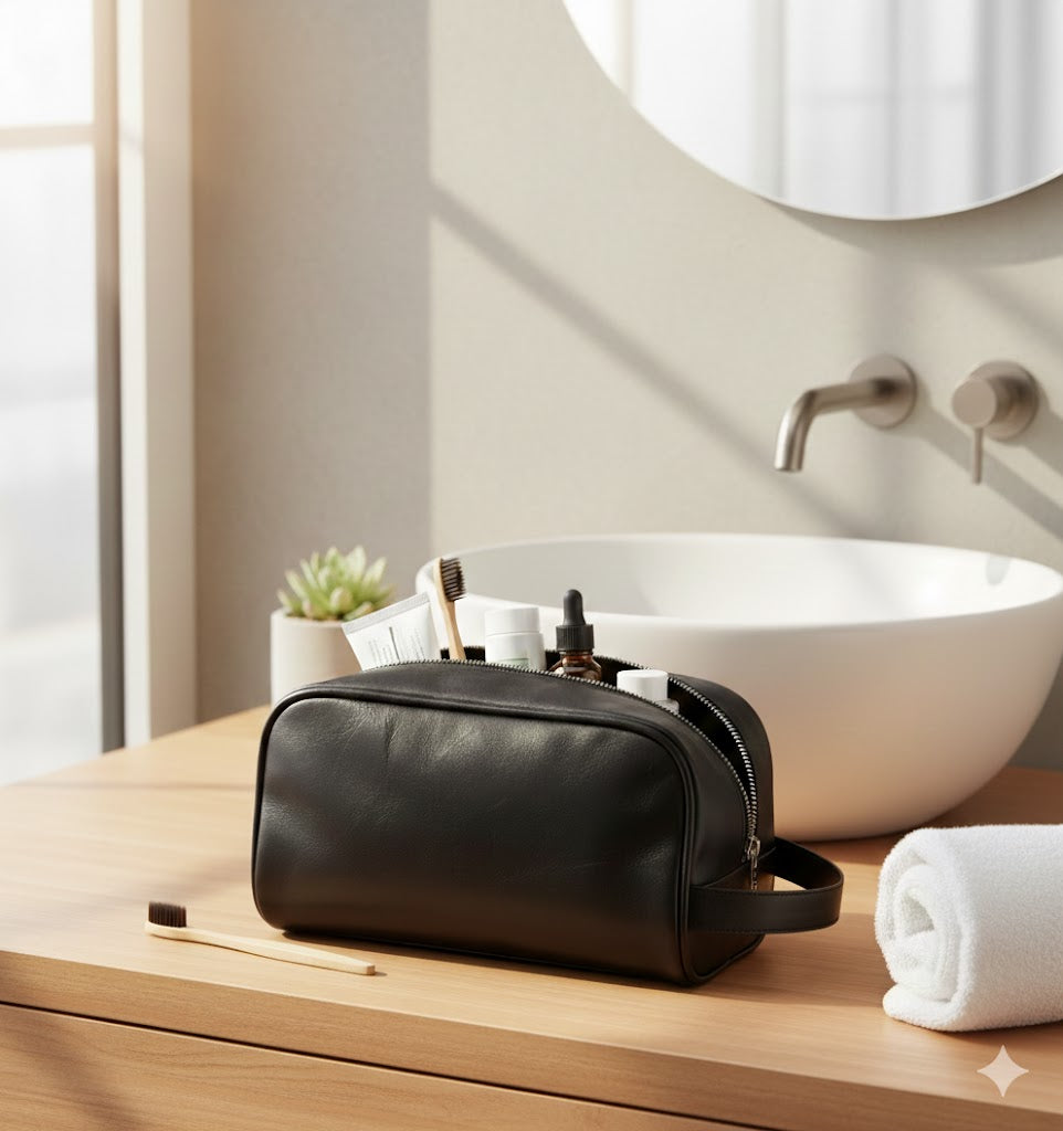 ROYAL Leather Toiletry Bags Crunch - Stylish Black Design