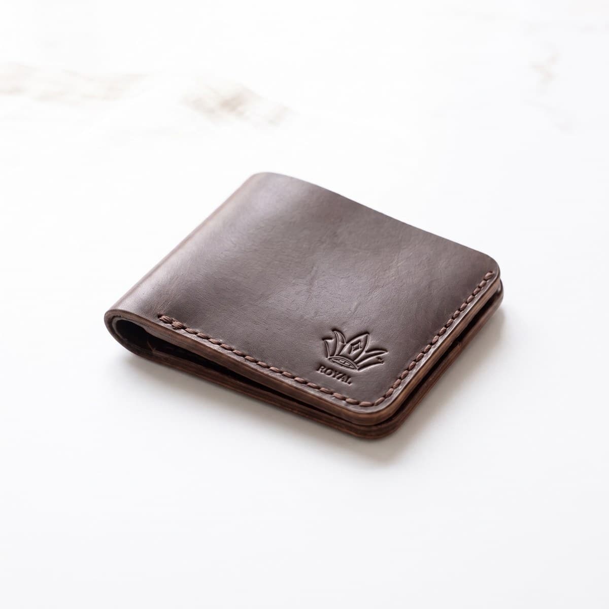 ROYAL Hand Made Regular 3 Pocket Wallet — Brown — front view