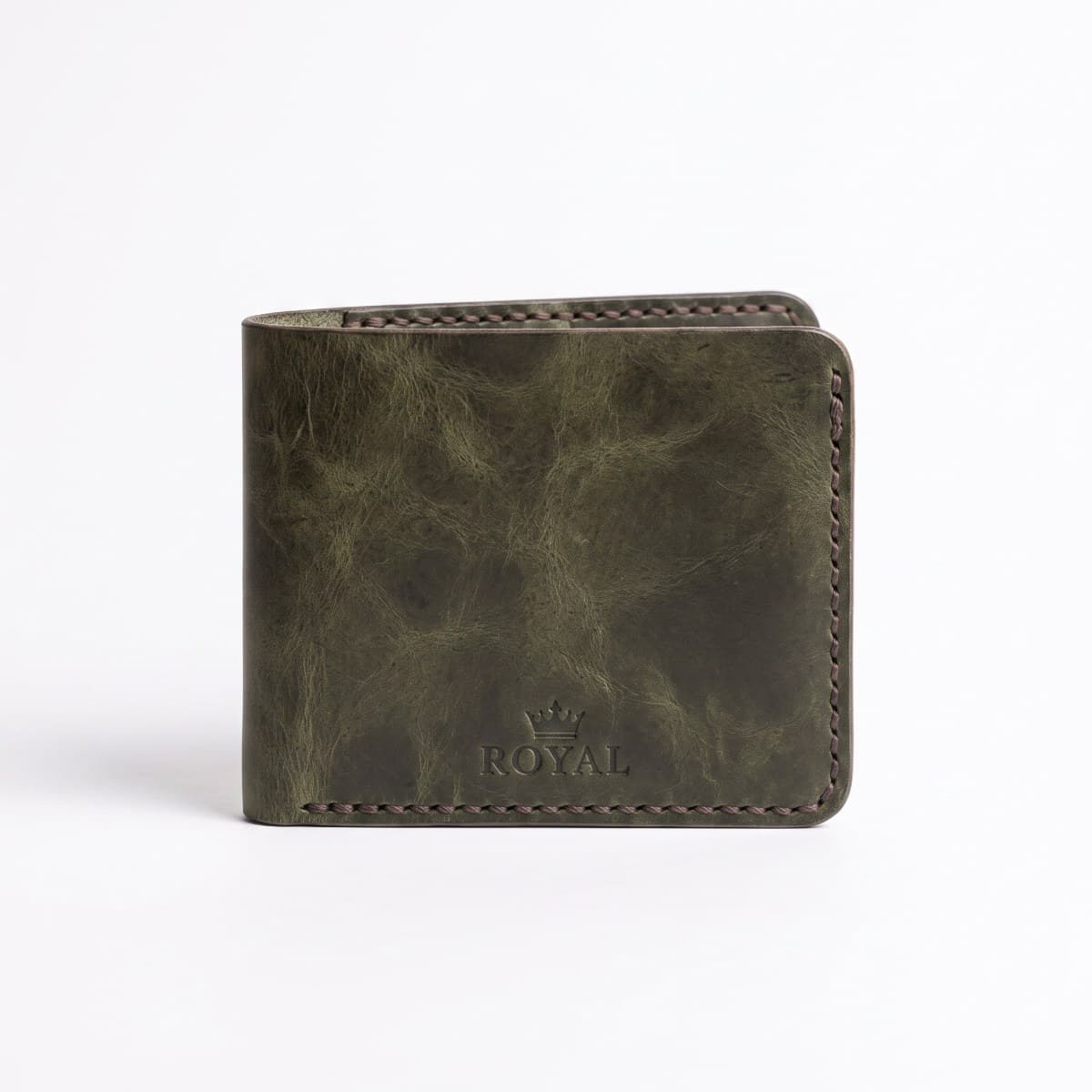 ROYAL Hand Made Regular 3 Pocket Wallet — Green — front view