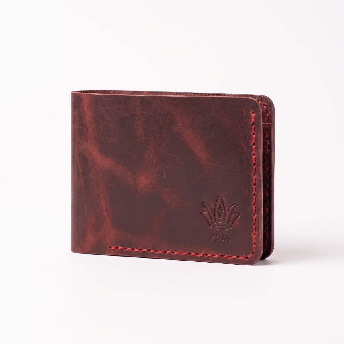 ROYAL Hand Made 3 Pocket + Hidden Wallet — Burgundy — front view