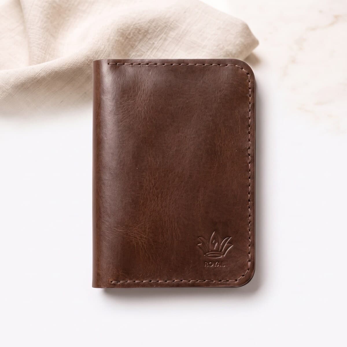 ROYAL Hand Made Passport Cover — Chocolate — front view