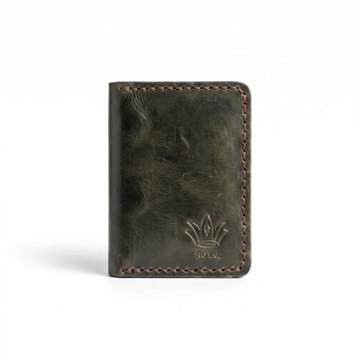 ROYAL Hand Made Card Holder — Green — front view