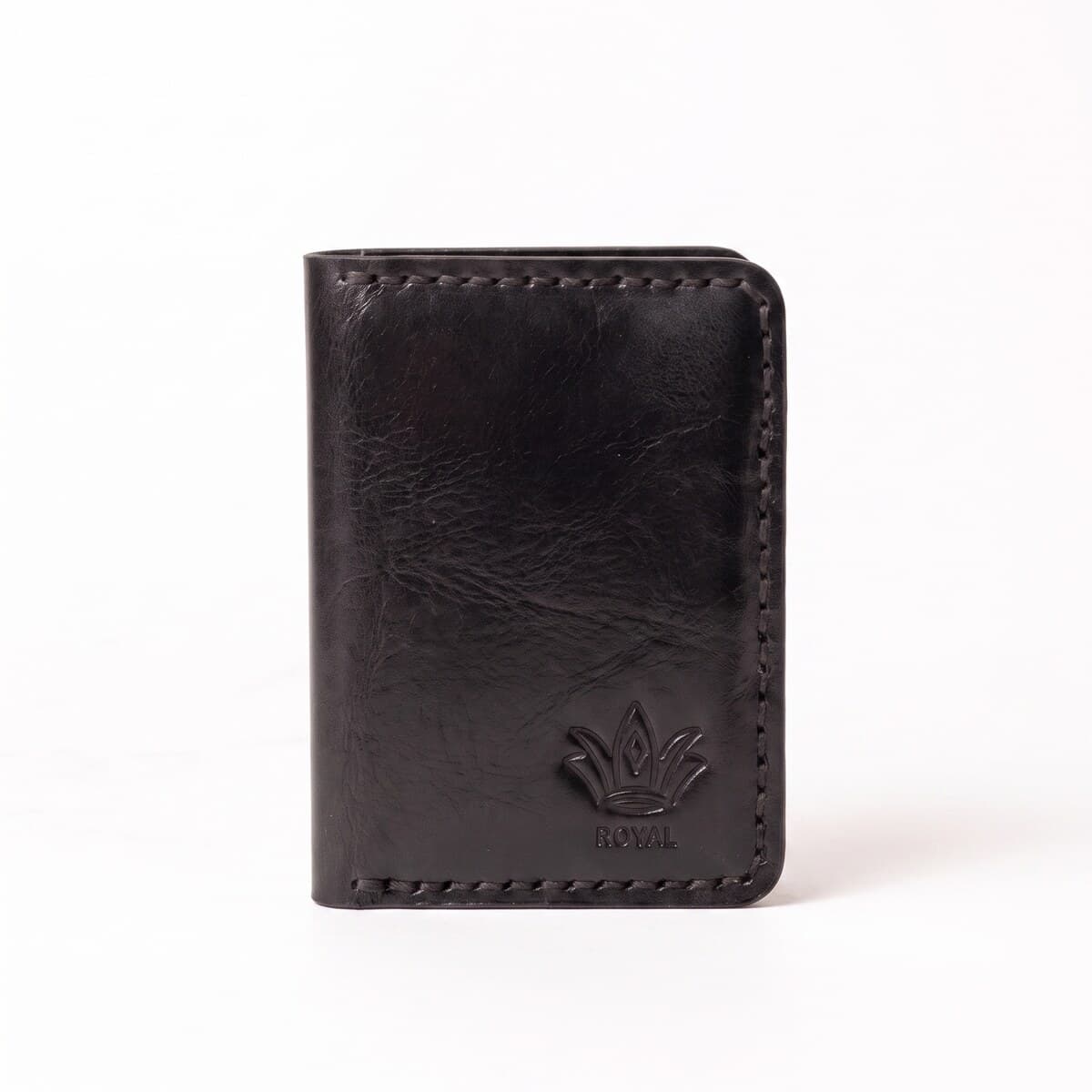 ROYAL Hand Made Card Holder — Black — front view