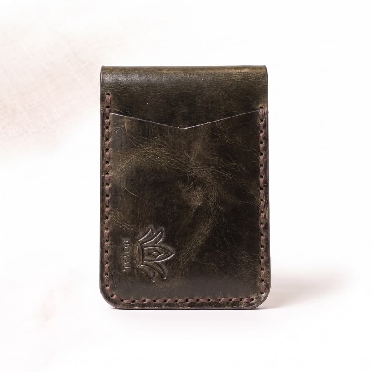 ROYAL Hand Stitch Front Pocket Wallet — Green — front view