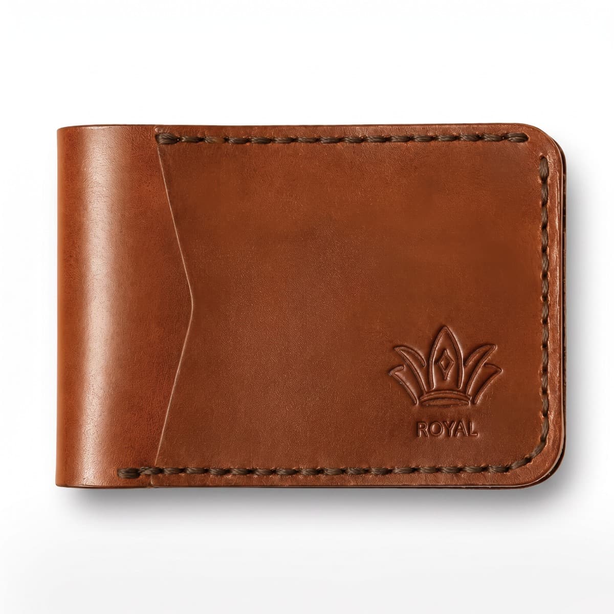 ROYAL Hand Stitch Front Pocket Wallet — Tan — front view