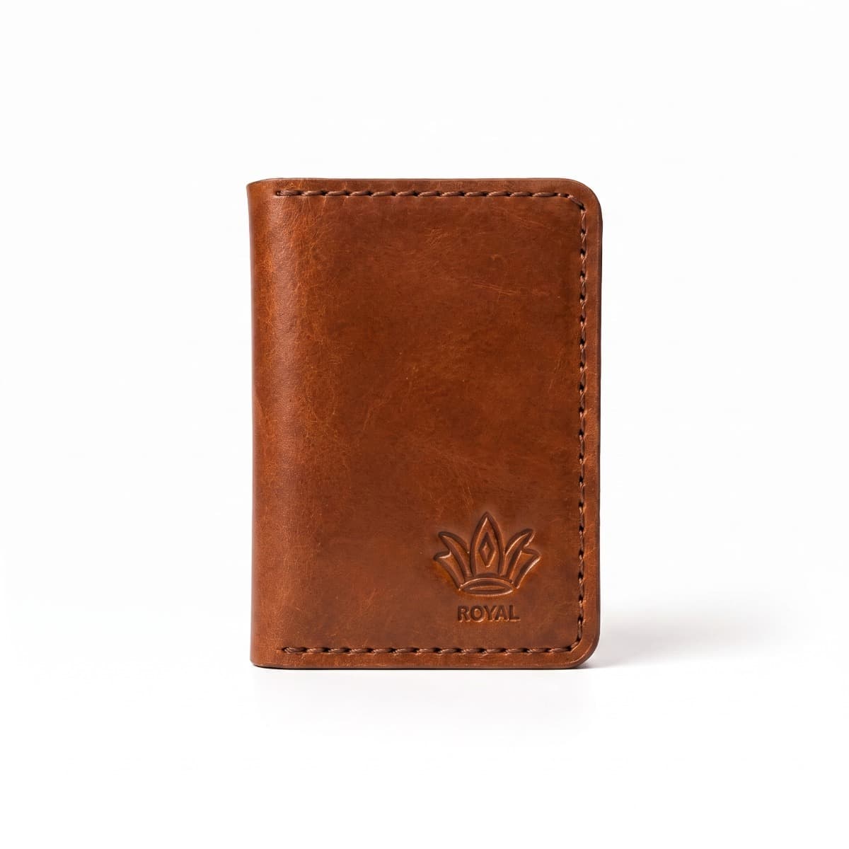 ROYAL Hand Made Card Holder — Tan — front view