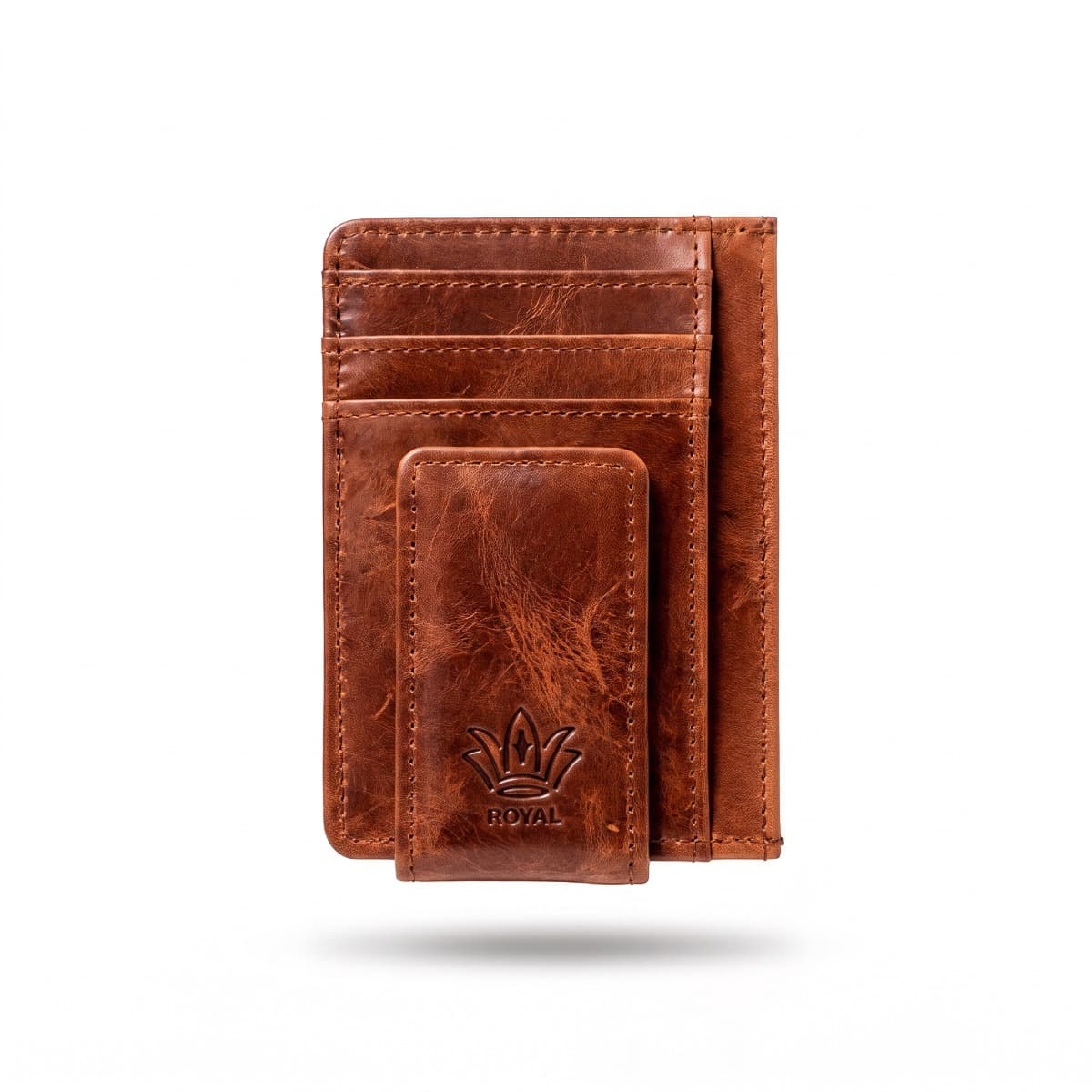 ROYAL Magnet Card Holder — Tan — front view