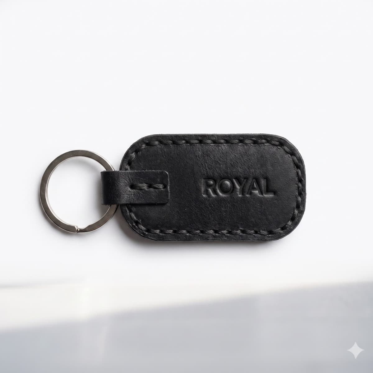 ROYAL Leather Keychain — Black