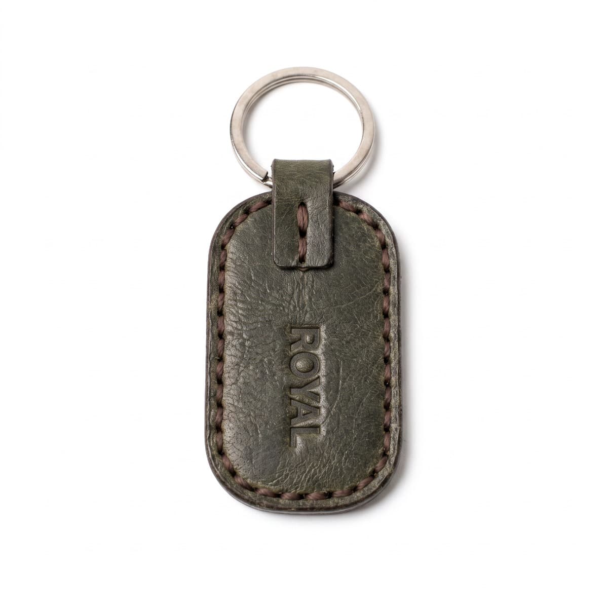 ROYAL Leather Keychain — Green — front view