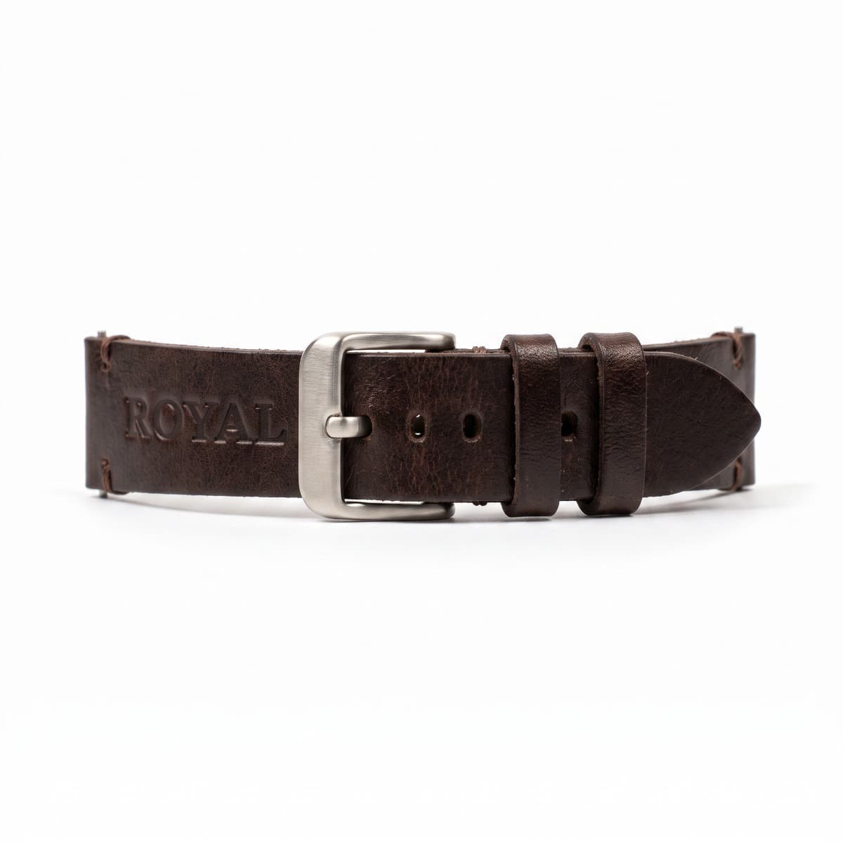 ROYAL Leather Watch Strap — Chocolate Brown — front view