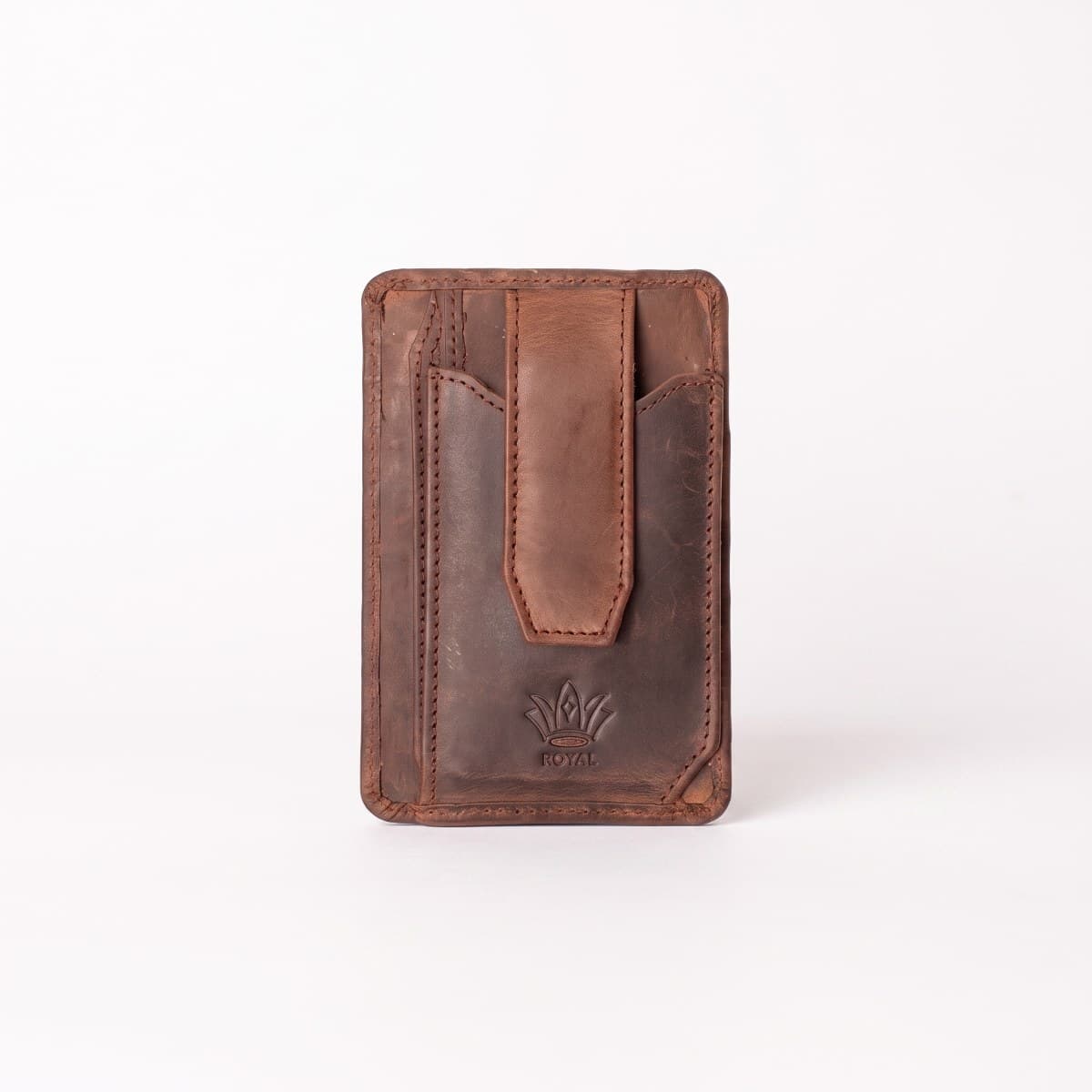 ROYAL Long Flap Card Holder — Chocolate — front view