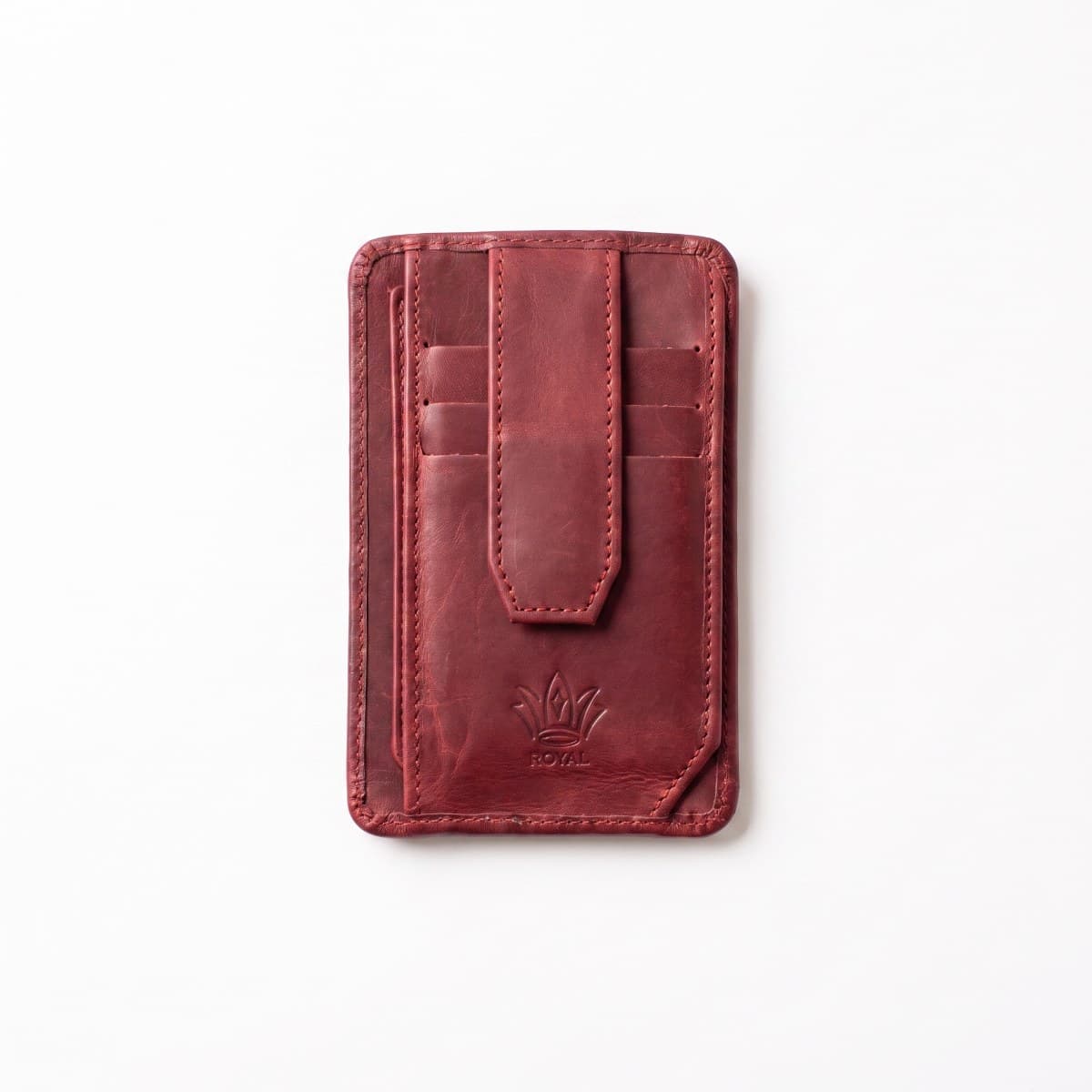 ROYAL Long Flap Card Holder — Burgundy — front view