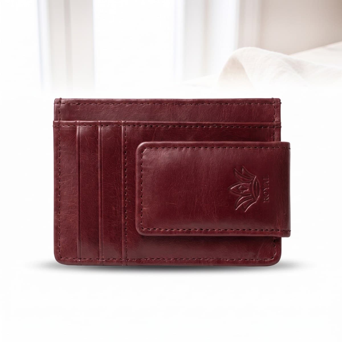 ROYAL Magnet Card Holder — Burgundy — front view