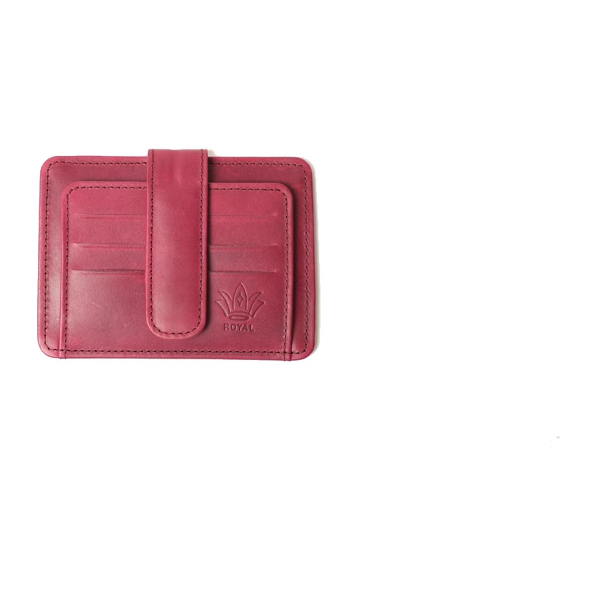 ROYAL Short Flap Card Holder — Burgundy — front view