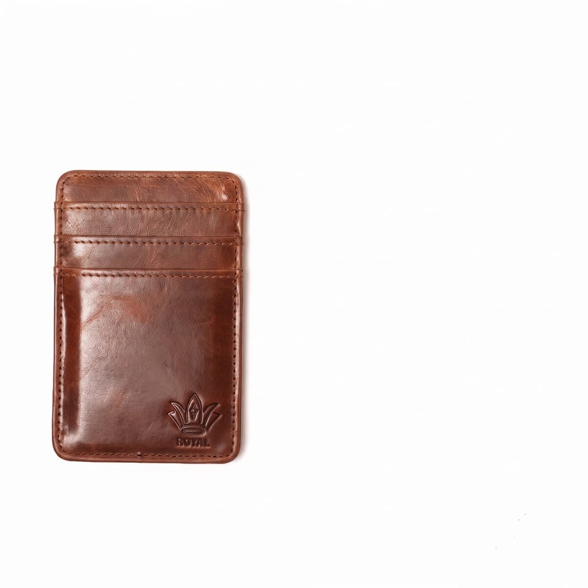 ROYAL Slim Card Holder — Brown — front view