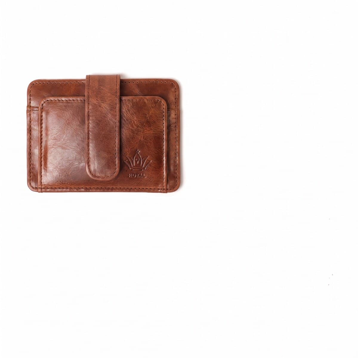 ROYAL Short Flap Card Holder — Tan — front view