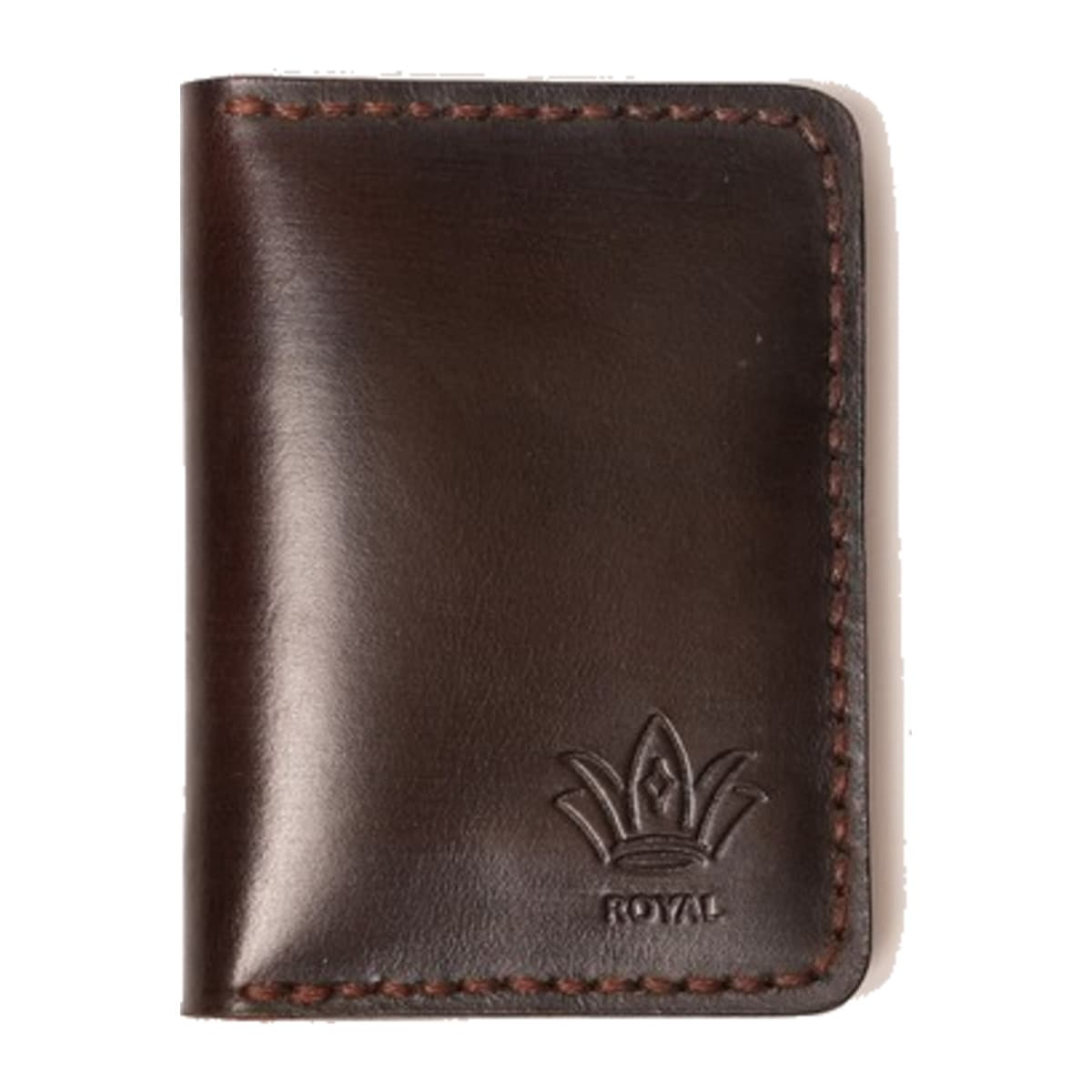 ROYAL Hand Made Card Holder — Brown — front view