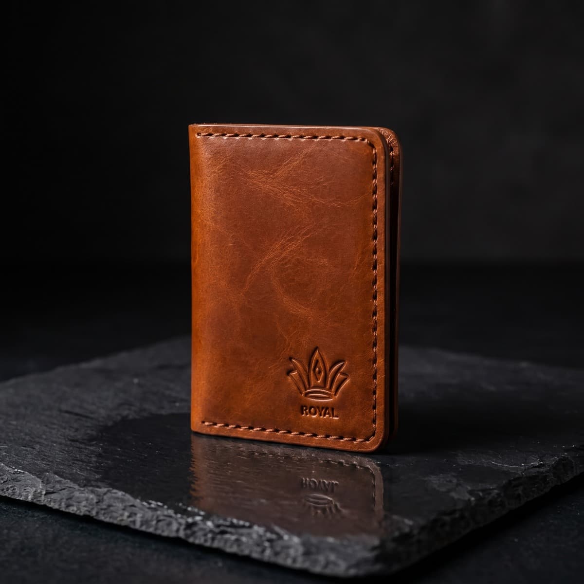 ROYAL Hand Made Card Holder — Tan — lifestyle view