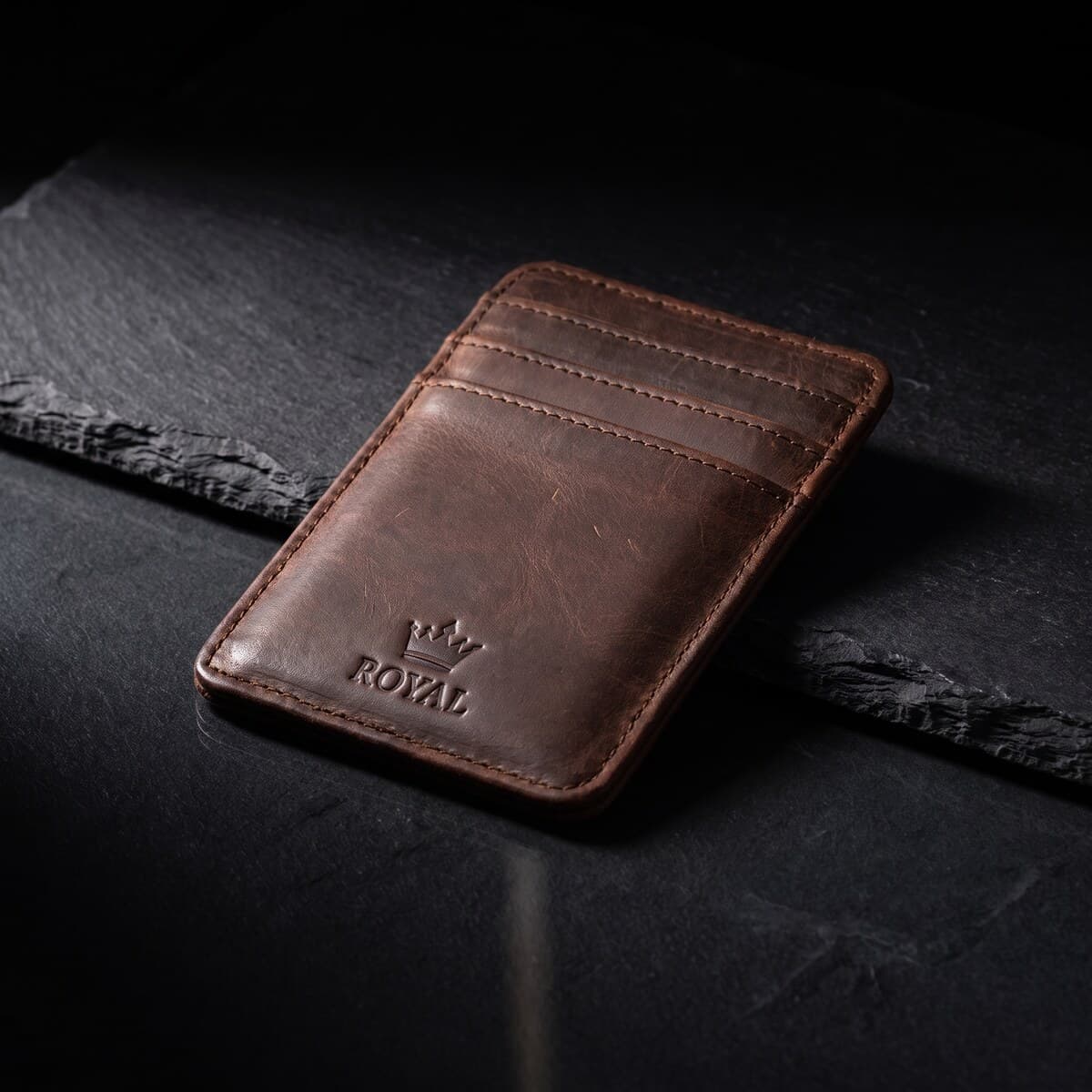 ROYAL Slim Card Holder — Chocolate — interior view