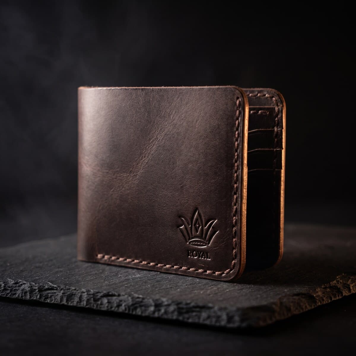 Royal Hand Made Regular 3 Pocket Wallet — Brown — Brown full-grain leather