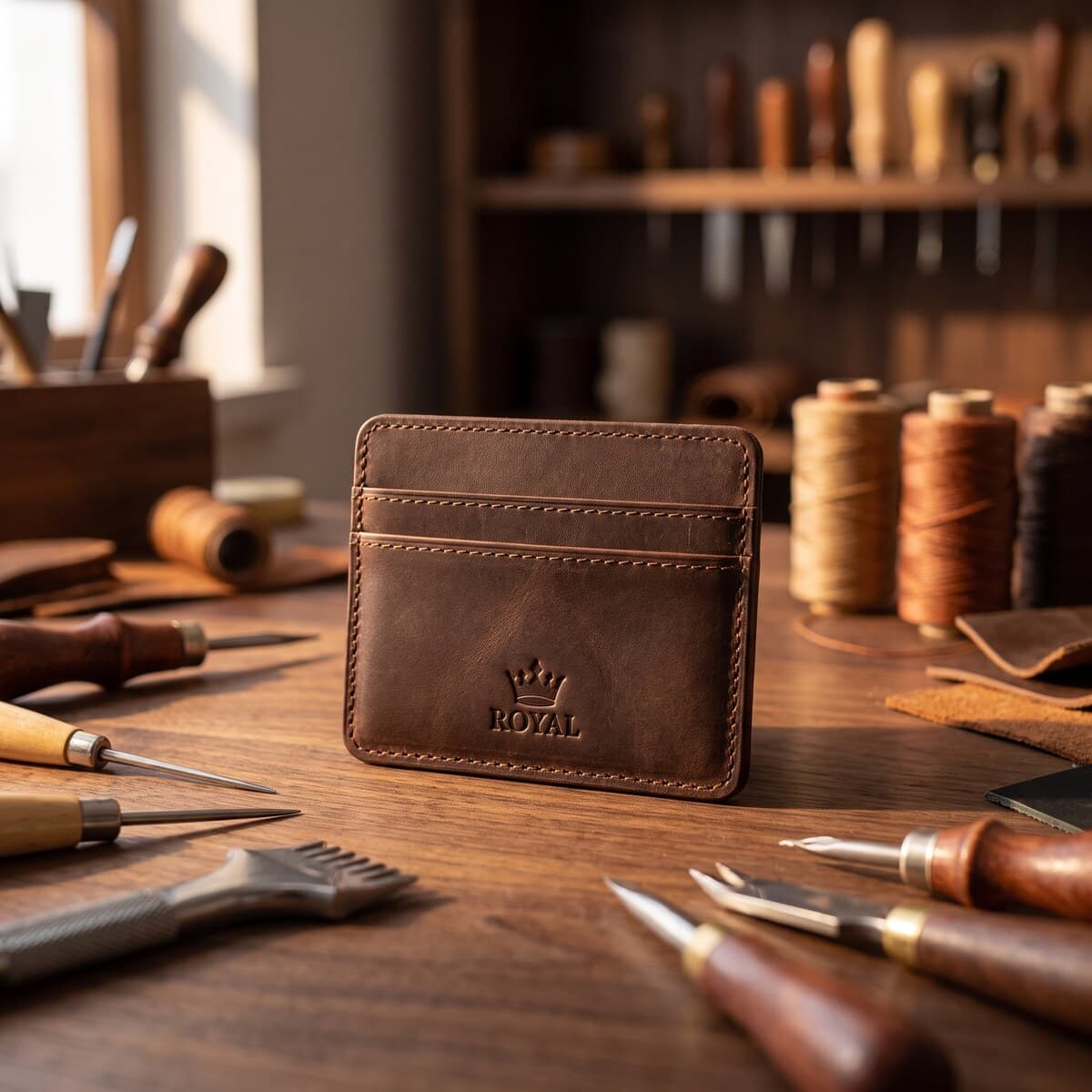 ROYAL Slim Card Holder — Chocolate — back view