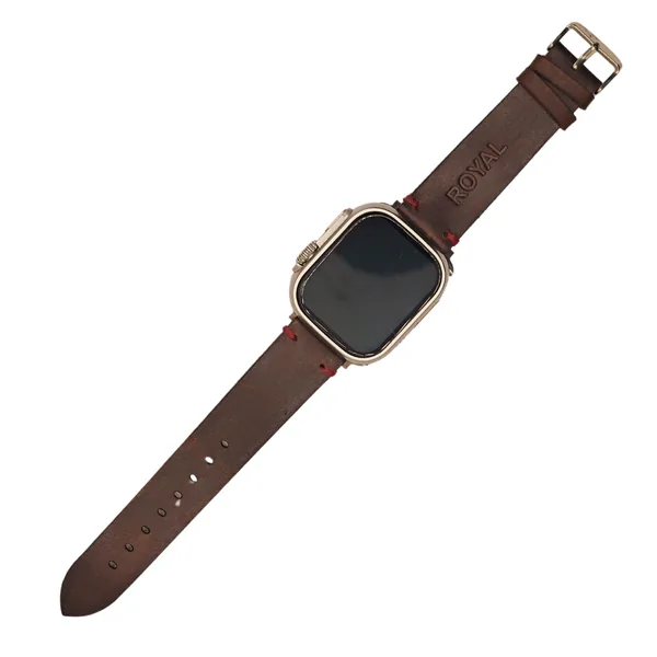 ROYAL Leather Apple Watch Band — Brown, Red Stitch