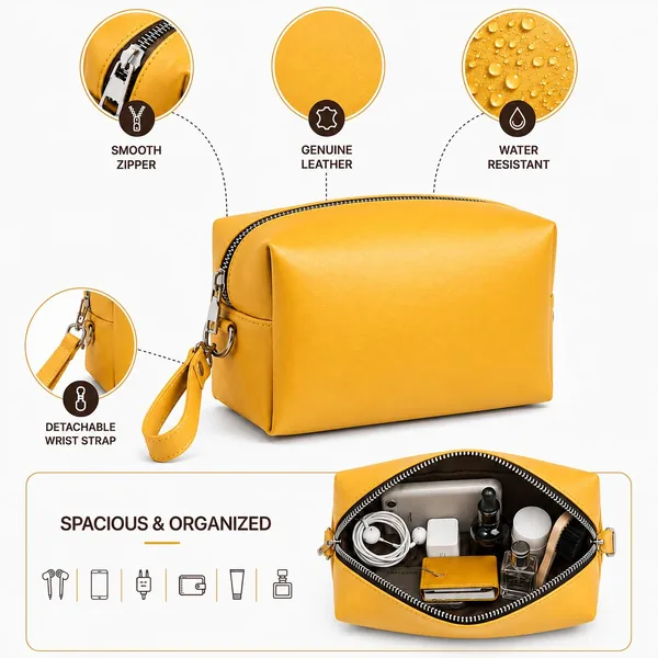 ROYAL Genuine Leather Toiletry Bag for Men and Women, Travel Dopp Kit