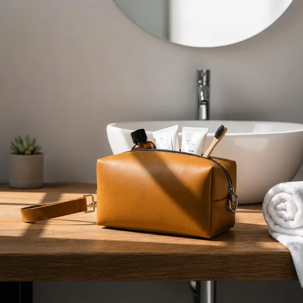 ROYAL Genuine Leather Toiletry Bag for Men and Women, Travel Dopp Kit