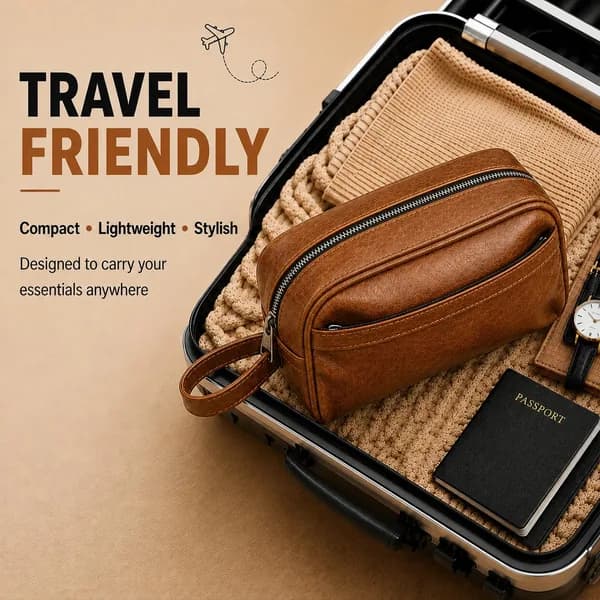ROYAL Genuine Leather Toiletry Bag for Men & Women | Large Capacity Travel Dopp Kit | Cosmetic & Shaving Organizer (Chocolate)