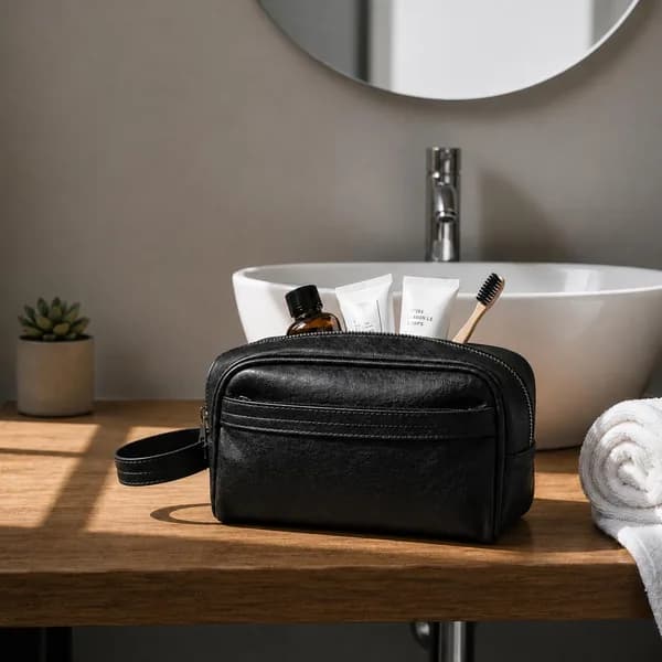 ROYAL Genuine Leather Toiletry Bag for Men and Women, Travel Dopp Kit