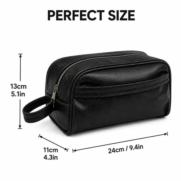 ROYAL Genuine Leather Toiletry Bag for Men and Women, Travel Dopp Kit