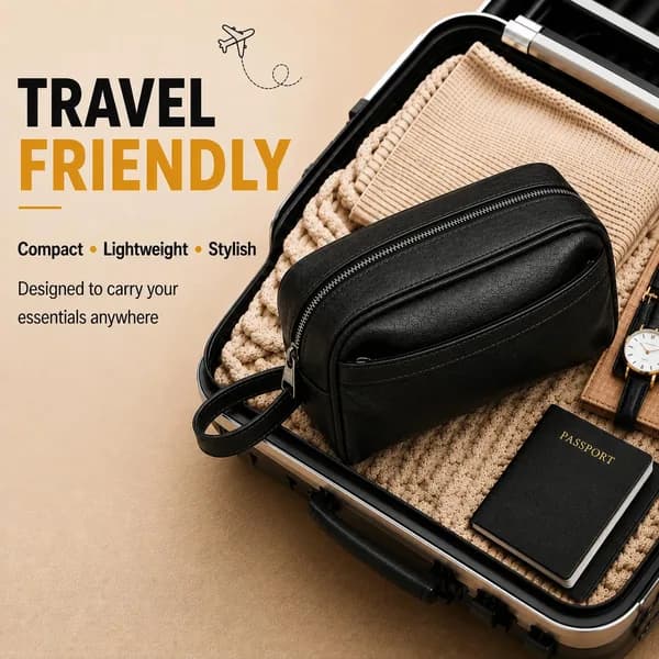 ROYAL Genuine Leather Toiletry Bag for Men and Women, Travel Dopp Kit