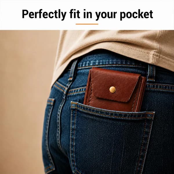 Genuine Leather Wallet Men Slim Bifold Handmade Card Holder | Brown Wallet