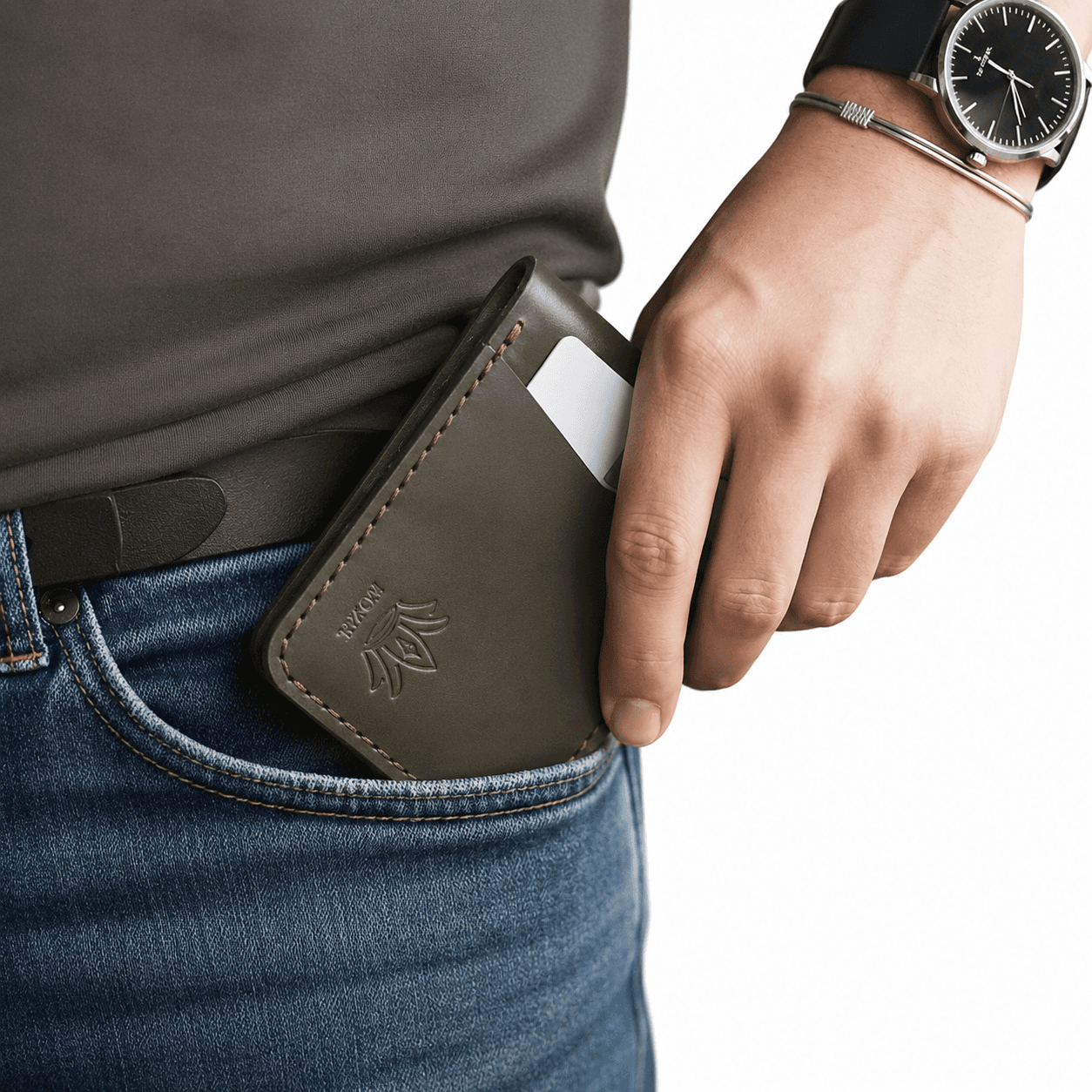 ROYAL Hand Stitch Front Pocket Wallet — Green
