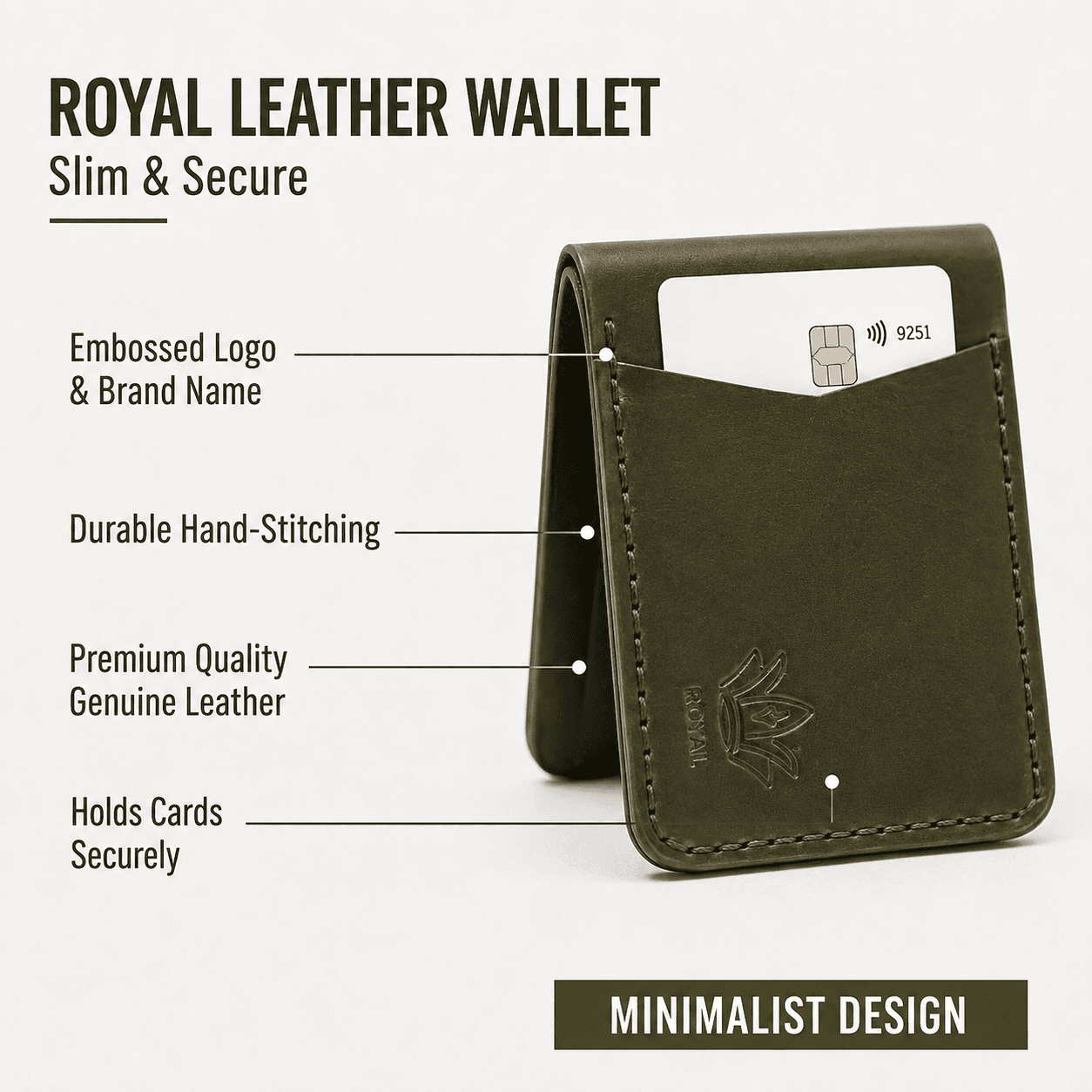 ROYAL Hand Stitch Front Pocket Wallet — Green
