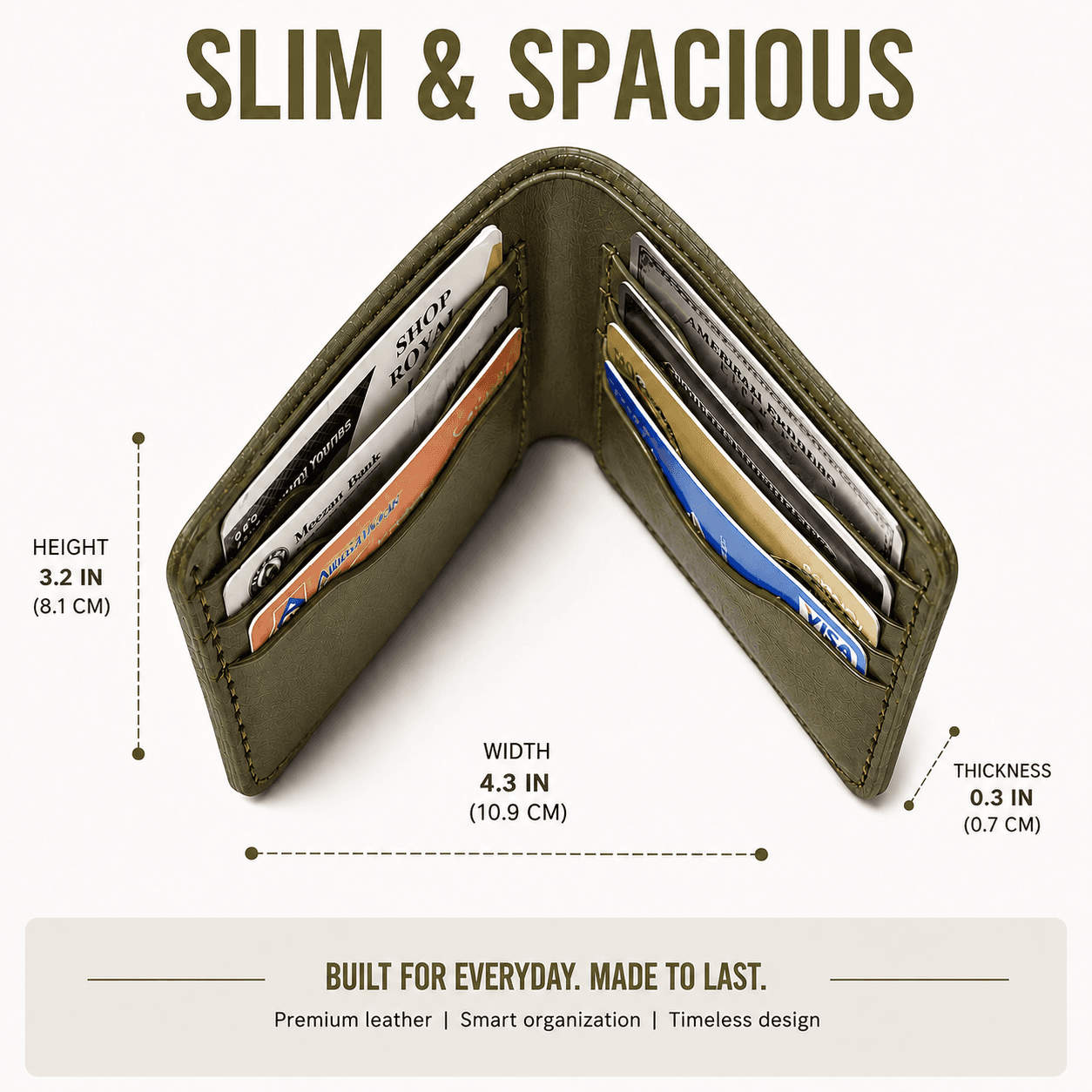ROYAL Hand Made Regular 3 Pocket Wallet — Green