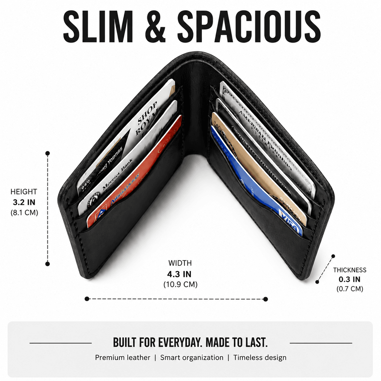 ROYAL Hand Made Regular 3 Pocket Wallet — Black