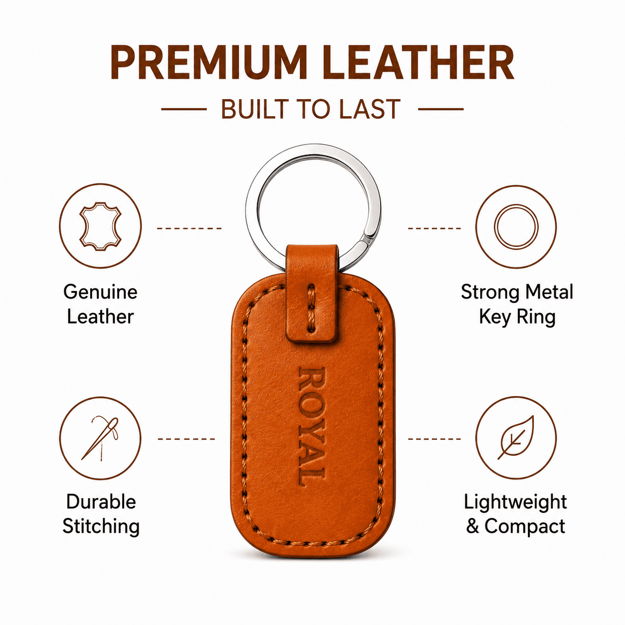 ROYAL Leather Keychain — Tan